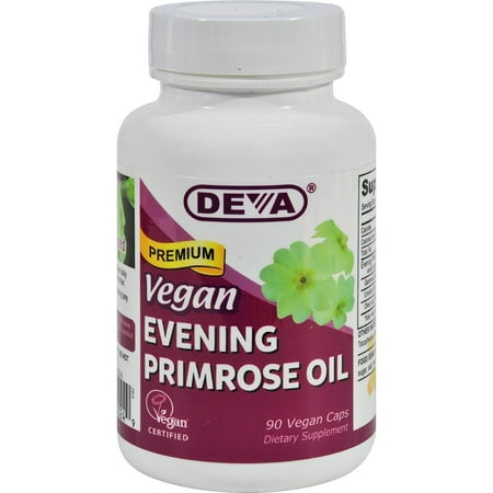 Deva Vegan Evening Primrose Oil - Unrefined - Cold Pressed - Gluten Free - 90 Vegan Capsules (Pack of