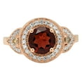 thumbnail image 2 of Dazzlingrock Collection 14K 7.5 MM Round Garnet,Champagne & White Diamond Halo Bridal Engagement Ring, Rose Gold, Size 4.5, 2 of 8