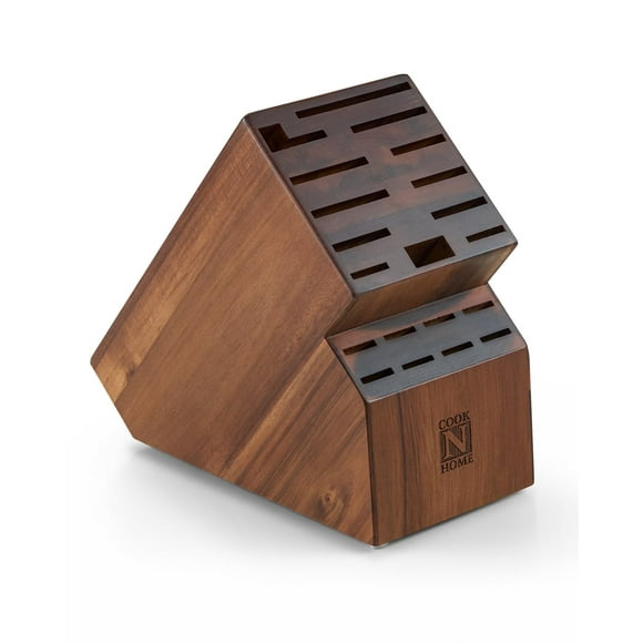 Cook N Home Acacia Wood Knife Storage Block without Knives, 20 Slot Universal Knife Holder Countertop Butcher Block Knife Stand for Easy Kitchen Storage