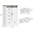 thumbnail image 3 of Farmhouse 5 Drawers Dresser, 47"H Chest of Drawers with Sliding Barn Door, Rustic Wood Dressers Organizer w/Adjustable Shelves for Bedroom, Living Room, Hallway, Entryway, Kitchen, White, 3 of 7