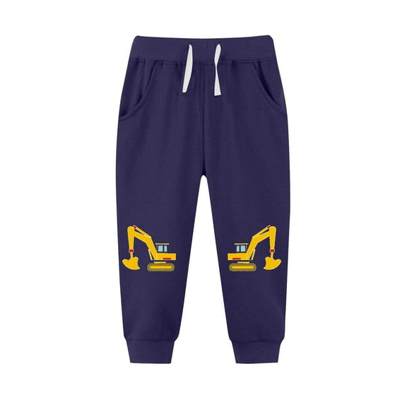 Cethrio Boys Graphic Sweatpants Size 10-12, Warm Drawstring Elastic Waist Casual Jogger Pants Blue