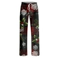 thumbnail image 4 of WTOBBY Women's Fashion Loose Casual Pants with Christmas Print for Stylish and Comfortable Everyday Wear and Holiday Themes,Deep Red L, 4 of 6