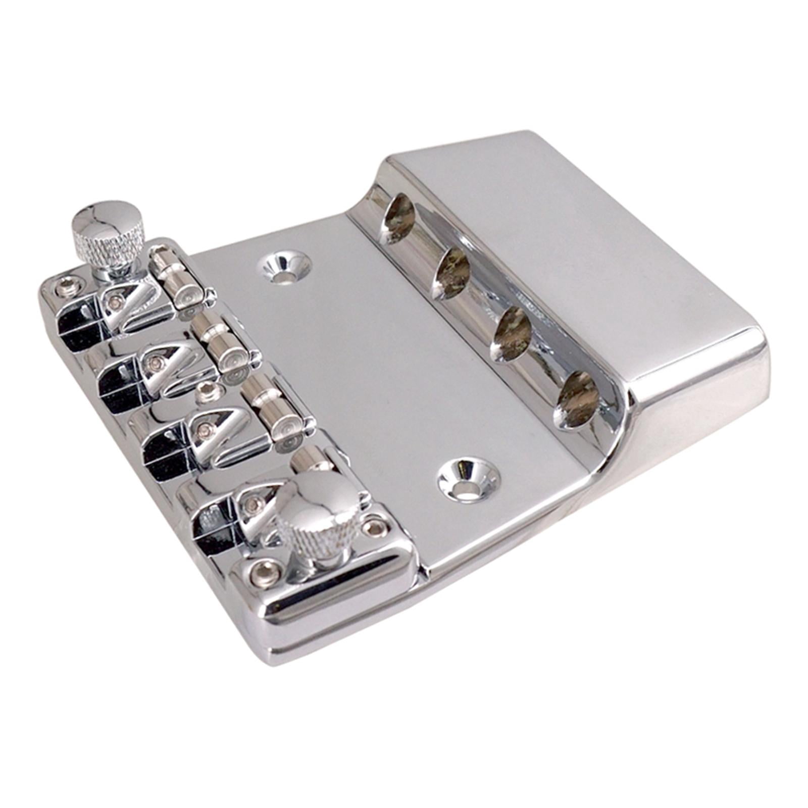 4 String Hard Tail Fixed Bass Guitar Bridge W/ 4x Screws And 2x Wrench, for Electric Guitar Bass Guitar Replacement Part, Easy to Install