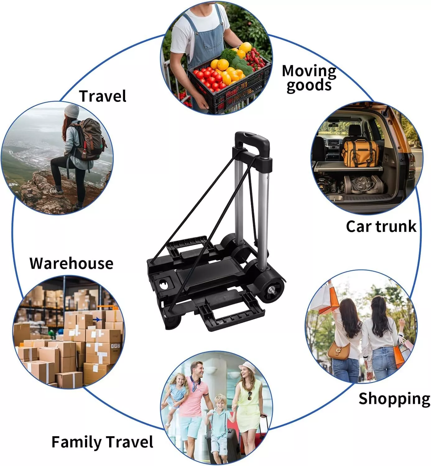 Platform Cart Dolly Folding Moving Warehouse Push Hand Truck Trolley Cart Black