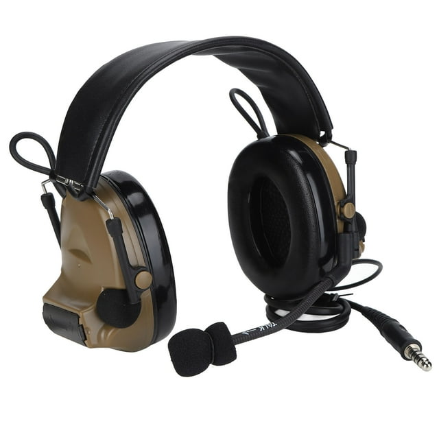 Auriculares militares de 7 mm con reducción de ruido y micrófono desmontable (marrón)