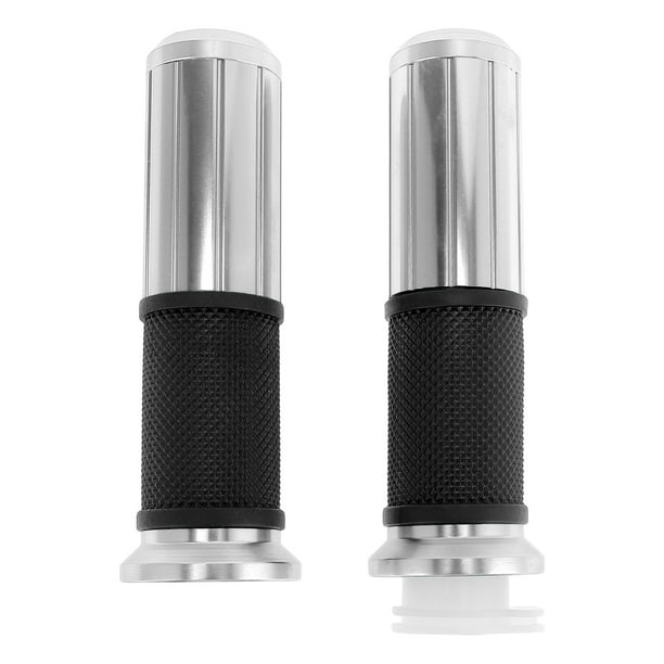 Kit de cubiertas de empuñaduras de mano de motocicleta de 7/8" 22mm 15/16" 24mm, empuñaduras de manillar de aleación de aluminio y goma para motocicleta, scooter, bicicleta y ATV en tono plateado