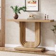 thumbnail image 1 of Tribesigns Farmhouse Entryway Table, 39" Wood Boho Console Table with Geometric Base, Narrow Sofa Table Behind Couch with Storage for Living Room, Hallway, Foyer, Entrance, 1 of 13