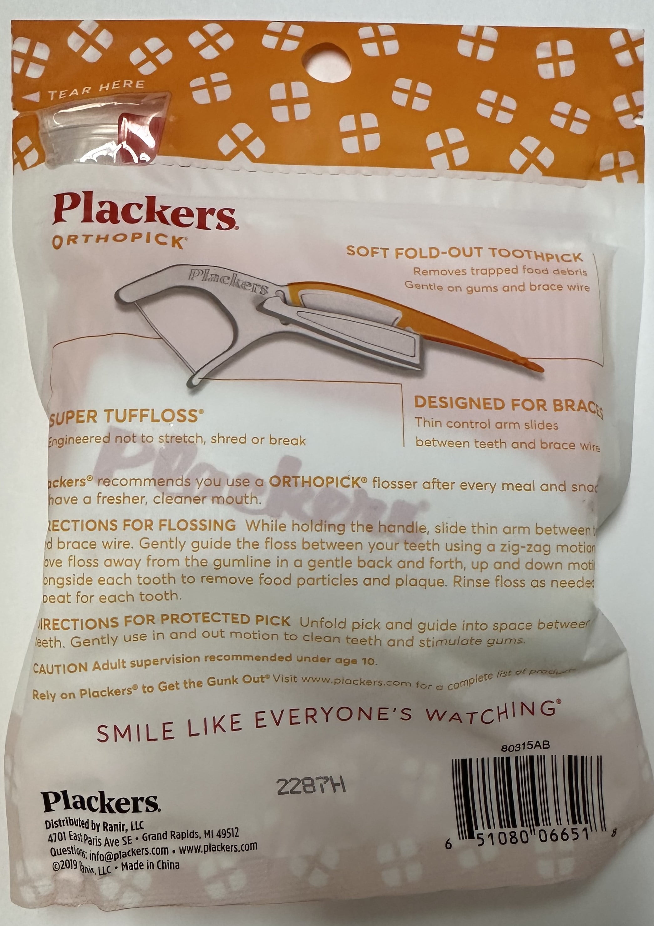 Plackers Orthopick Dental Floss Picks for Braces (Pack of 8)