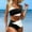 A1117 Black, variant on Two Piece Swimsuits for Women Color Block Scoop Neck Top High Waisted Bathing Suits Cross Waist Design Flattering Sporty Bikini Sets