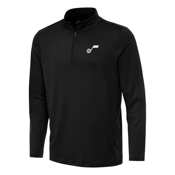 Men's Antigua Black Utah Jazz Reprocess Quarter-Zip Top
