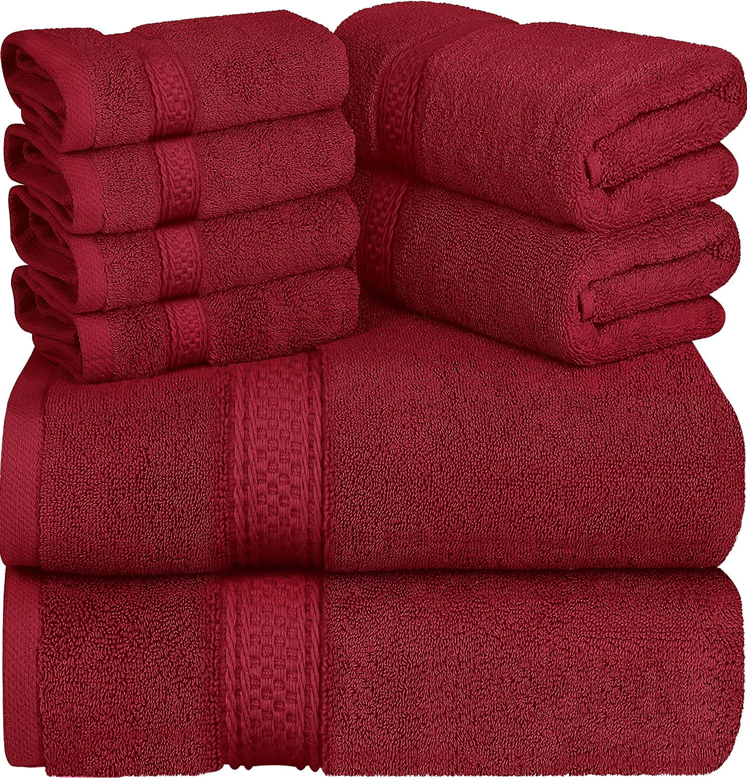 Asiatique Linen Luxury 8 Piece Red Bath Towels Set 650 GSM Towels