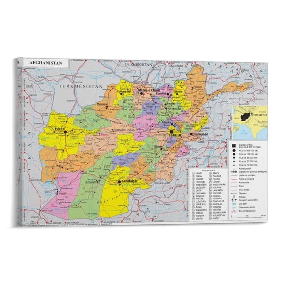 Afghanistan Map Poster Poster Cool Artworks Painting Wall Art Canvas Prints Hanging Picture Home Decor Posters Gift 24x36inch(60x90cm)