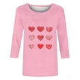 thumbnail image 2 of Tauxra T-Shirts Imprimés pour Femmes avec Manches 3/4, Hauts d'Été Décontractés Coupe Ample pour la Saint-Valentin, Blouses à Col Rond, 2 of 5