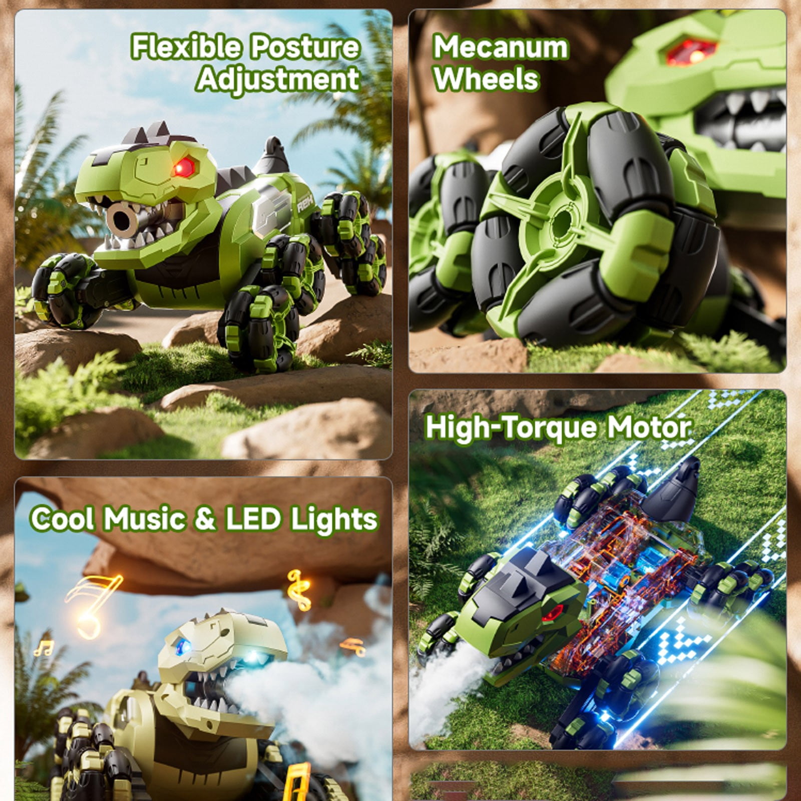 Dinosaur Remote Control Car Eight Wheel Sound Controlled Toy With Realistic Spray Function High Capacity Battery Motion Sensor Control For Indoor And Outdoor Adult Remote Control Car Backhoe Remote