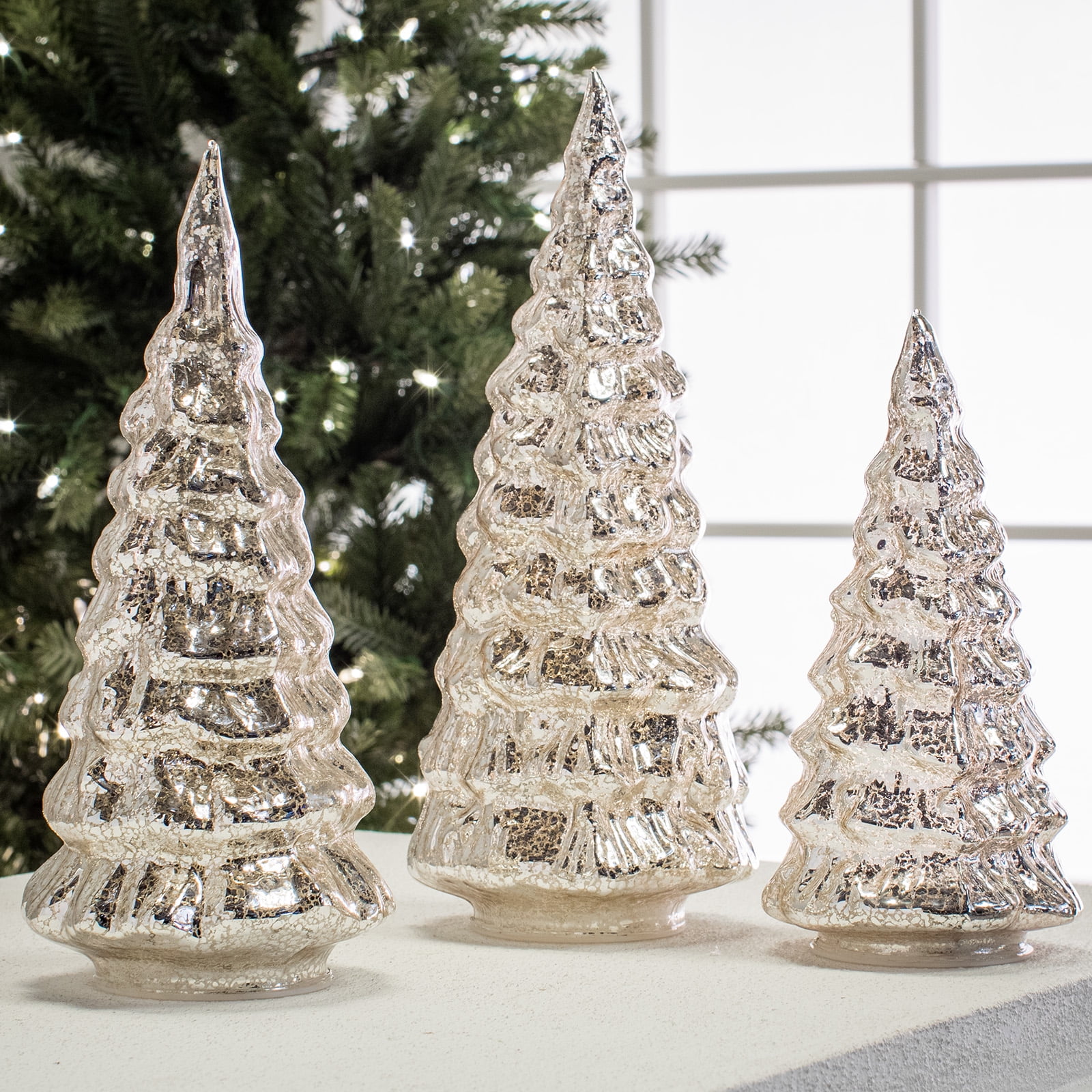 Christmas Trees Set Of 3. lighted mercury glass christmas trees belham livi...