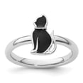 thumbnail image 5 of Auriga Fine Jewelry 925 Sterling Silver Black Enameled Cat Ring for Women Size 9, 5 of 7