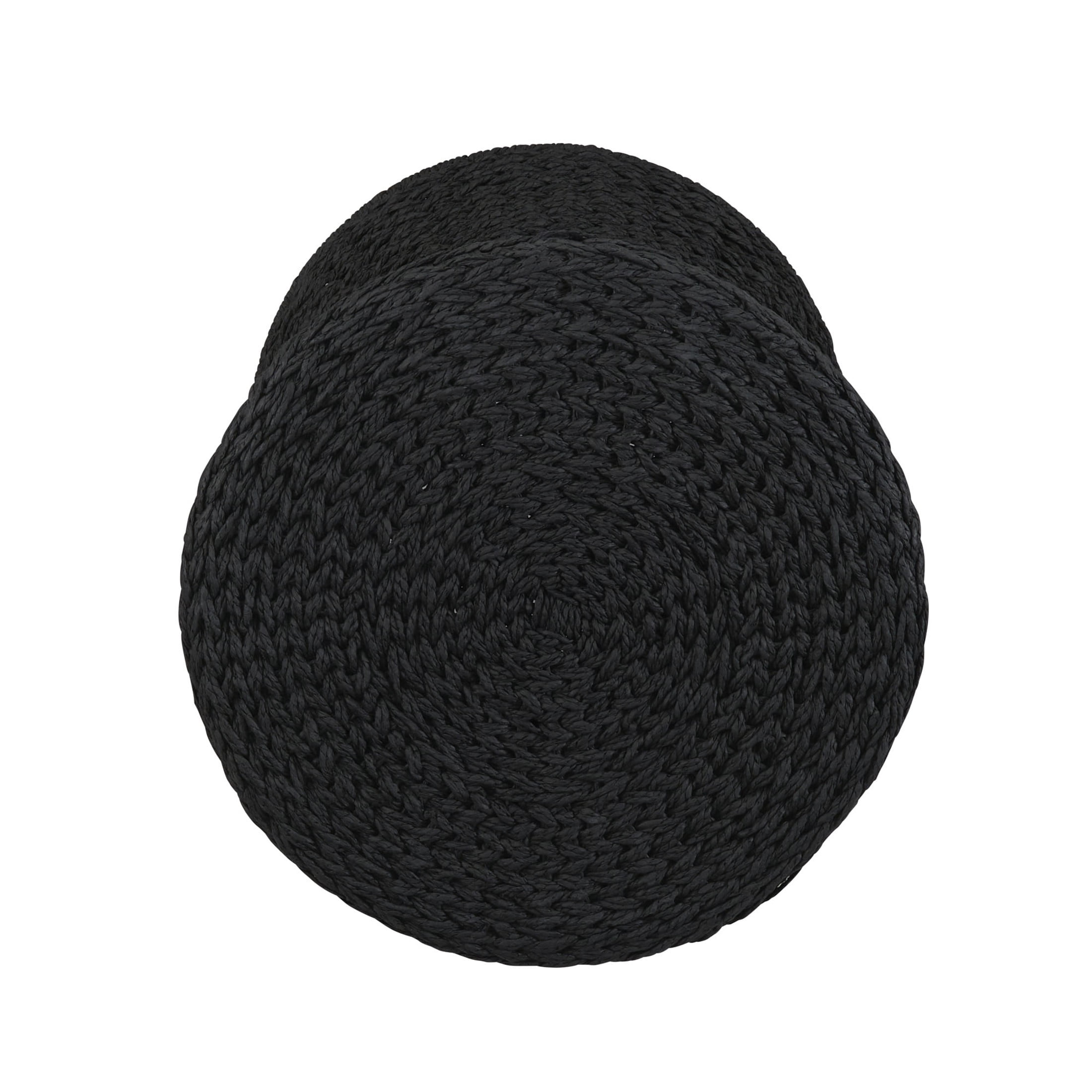 Household Essentials Handwoven Paper Rope Stool with Hourglass Shape, Black