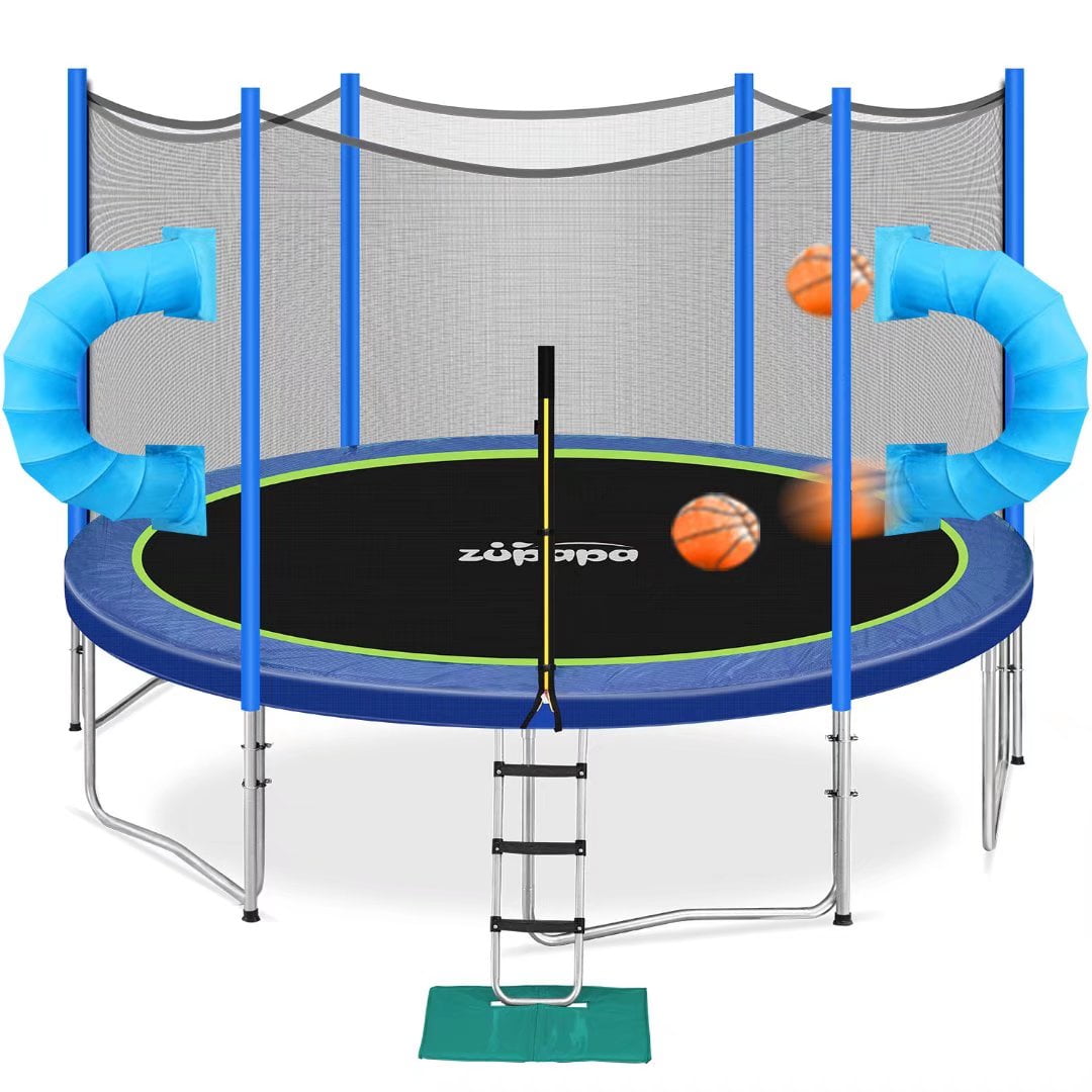 Zupapa 2023 Basketball Tunnel Game Trampolines 15 14 12FT for Kids with Safety Enclosure Net 425LBS Weight Capacity Outdoor Trampoline for Backyard Family Comes with All Accessories - Walmart.com