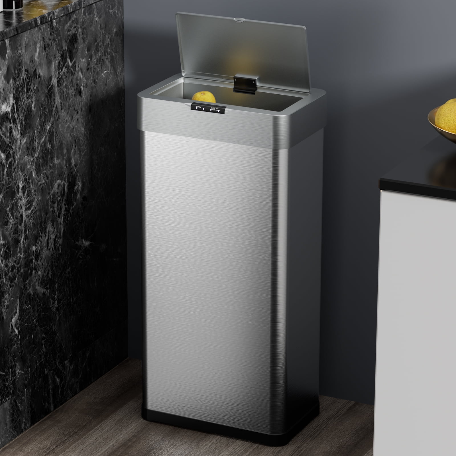 TLSUNNY 60 L Automatic Kitchen Trash Can, Motion Sensor Stainless Steel Garbage Bin with Quiet Close Lid