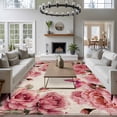 thumbnail image 4 of Pink Roses Area Rug 5x7 Washable Rug Non Slip Spring Floral Elegant Pastoral Butterfly Retro Large Area Rug Soft Stainresistant Indoor Floor Carpet for Living Room Bedroom Home Office Dining Room, 4 of 8