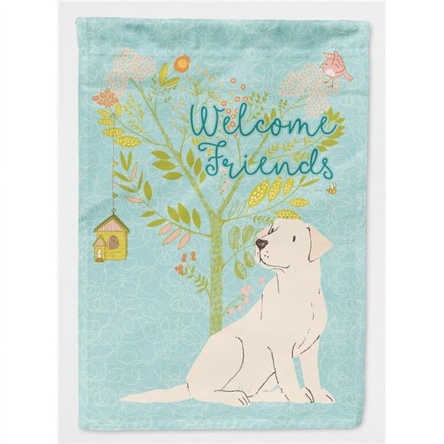 Carolines Treasures BB7596CHF Welcome Friends Yellow Labrador Retriever Flag - Canvas House Size