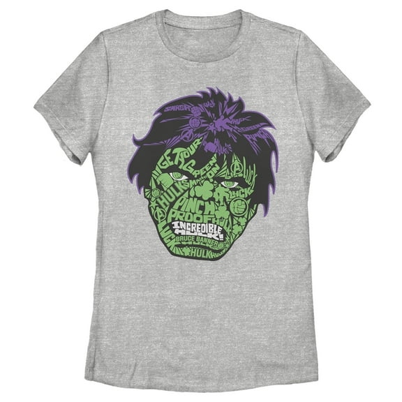Women's Marvel St. Patrick's Day Hulk Face  Graphic Tee Athletic Heather Small