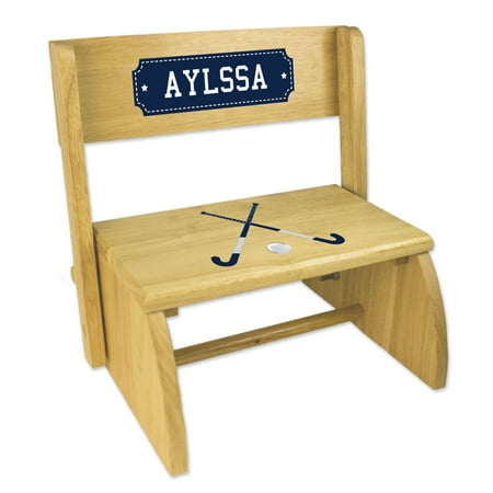 Personalized Field Hockey Natural Flip Stool