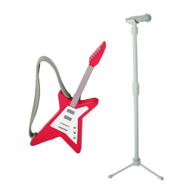 Juego de Guitarra Y Micrófono en Miniatura, 2 Uds., Escala 1:12, Accesorios de Fiesta, Juguete para Juego de Imitación, Sala de Estar, Micro Paisaje,