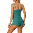 thumbnail image 3 of INSPIRE CHIC Women's Pajama Sets Knit Cami Tops with Shorts 2 Pcs Lounge Sleepwear S Peacock Green, 3 of 6