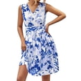 thumbnail image 1 of Gibobby Vestido corta de fiesta casual Vestidos casuales de verano para mujer Vestido sin mangas con estampado de flores Vestido casual de playa(Azul,XL), 1 of 5
