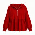 thumbnail image 4 of Xdegoge Womens Half Zip Hoodie Long Sleeve Peplum Sweatshirts Babydoll Ruffle Hem Casual Fall Tops Lightweight Loose Fit Pullover, 4 of 6