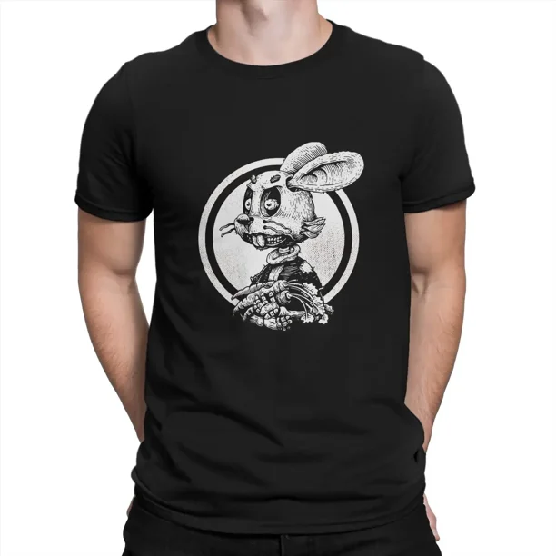 Camiseta de conejo para hombre, divertida y de alta calidad, con cuello redondo, de tela, para regalar en cumpleaños.