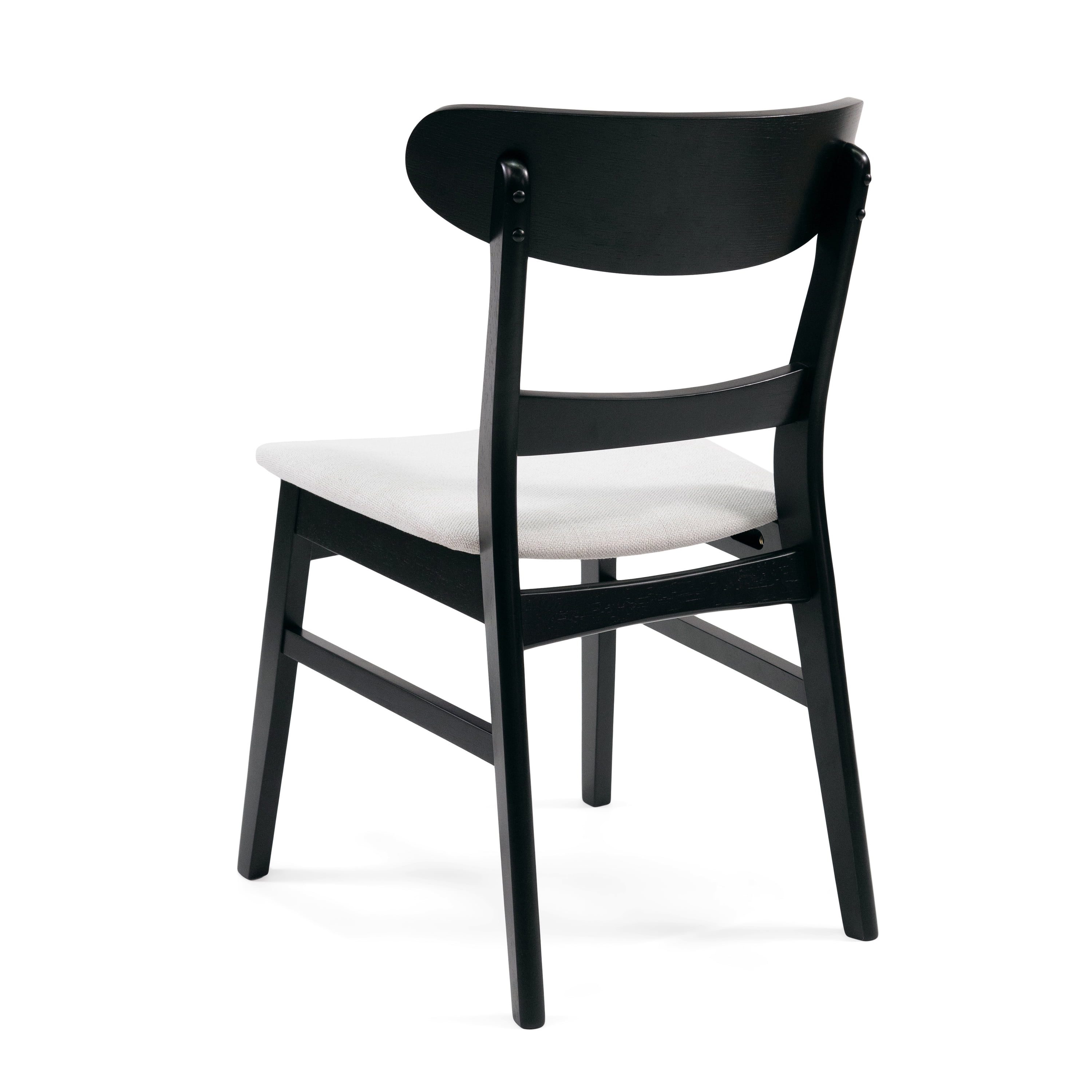 Euroco Wooden Dining Chairs Set of 2, Mid Century Modern Upholstered Kitchen Side Chairs with Curved Backrest,Dining Room Chair for Home,Light Beige