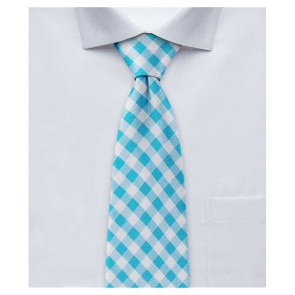 Jacob Alexander Men's Gingham Checkered Pattern Regular Length Neck Tie - Turquoise