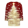 thumbnail image 4 of Women’s Christmas V-Neck Shirt Long Sleeve Holiday Xmas Tree and Stars Print Casual Loose Fit Fall Winter Top, 4 of 4