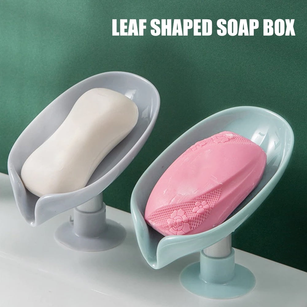 HOTBEST 4Pcs Soap Dish Holder Self Draining Soap Holder Leaf Shape Bar Soap Holder Soap Saver with Suction Cup for Shower Bathroom Tub Kitchen Sink