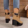 thumbnail image 6 of Miluxas Women's Combat Ankle Boots Waterproof Fashion Casual Lace up Mid Heel Fall Boots Ladies Anti-Slip Lightweight Outdoor Work Booties Yellow 9(42), 6 of 9