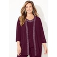 thumbnail image 4 of Catherines Women's Plus Size Beaded 3-Piece Cardigan Pant Suit, 4 of 6