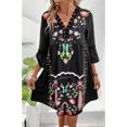 thumbnail image 4 of EASYBRAUS Women V Neck Lace Print Summer Dress Casual Floral Flare Sleeve Short Dress, 4 of 6