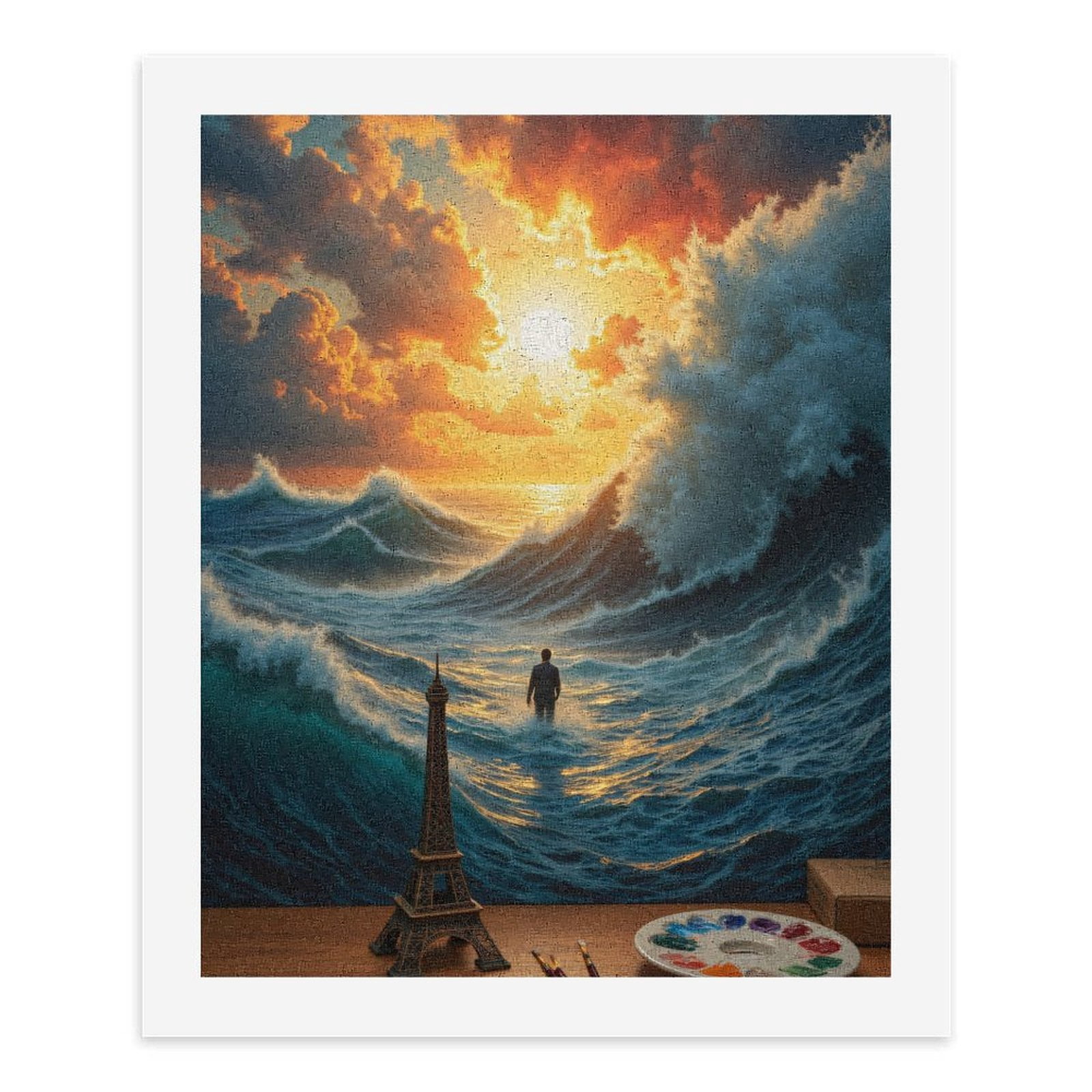 Paint By Numbers Kit for Adults Beginner - Ocean Sunset Waves Art Scene DIY Canvas Painting Kits for Adults, Frameless Paint By Number for Adults for Home Wall Decor 16x20 Inch