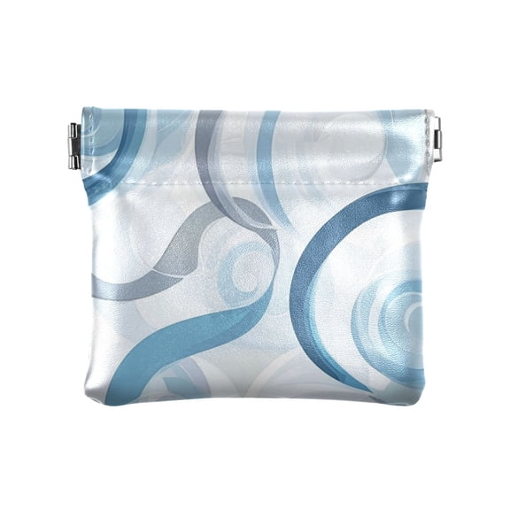 PU Leather Coin Wallet with Snap Closure Clutch Bag Holder Small Wallet Blue and Gray Swirls