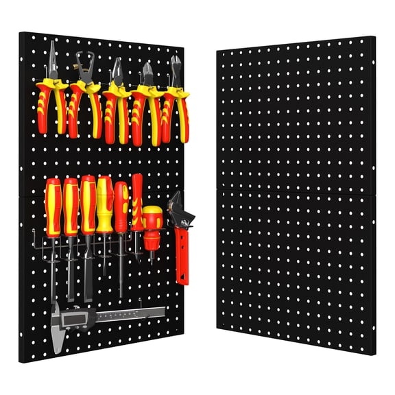 4-Pack Black Wall Mount Pegboard Organizer Kit for Craft & Garage Storage