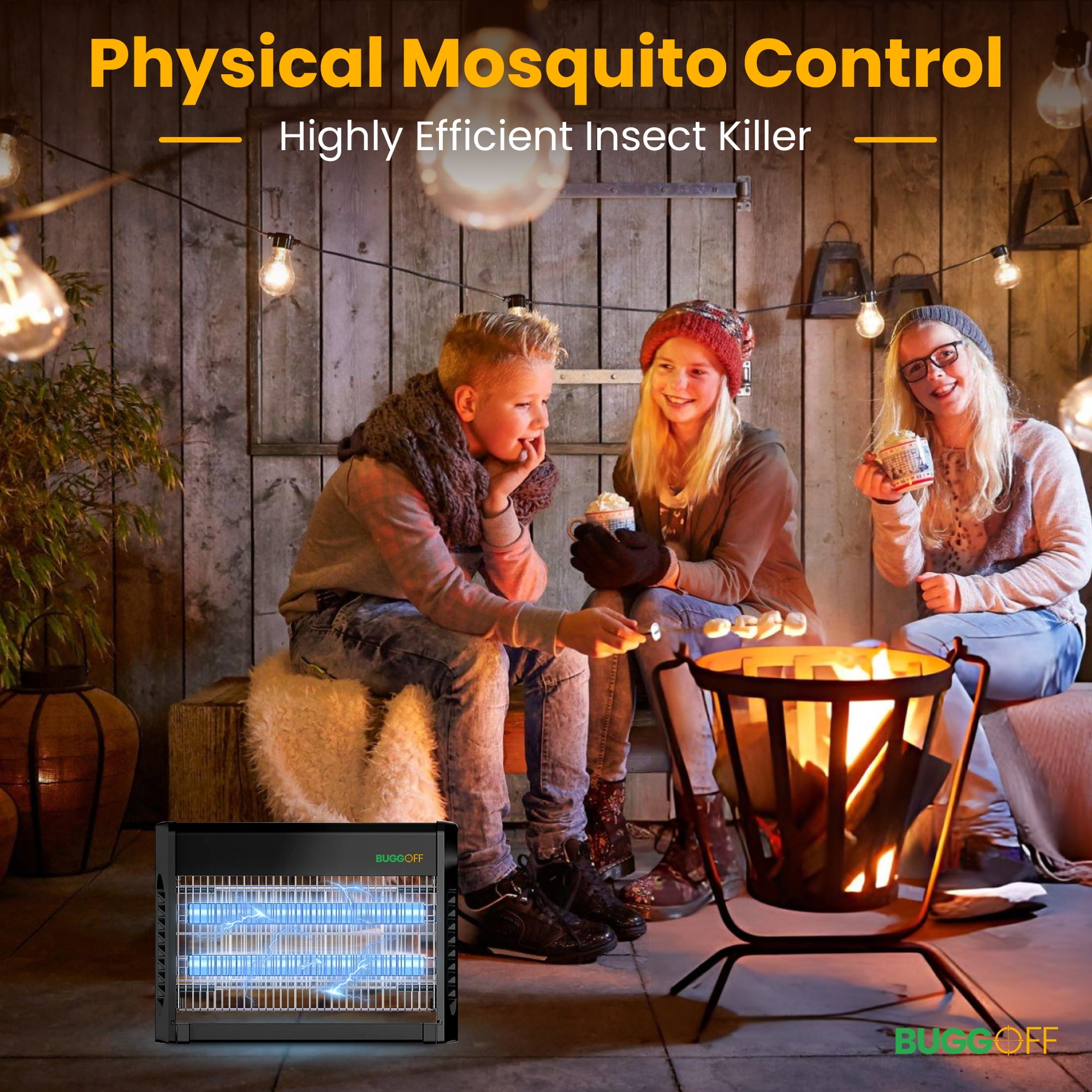 BUGGOFF Indoor Electric Bug Zapper, 2000 SQFT Coverage, 3500 Volts of Stunning Power, 40 Watts, Kills Mosquitos Gnats, Flys & More. 10 Year Warranty, X2 Free Replacement Bulbs