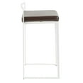 thumbnail image 3 of Fuji Contemporary Stackable Counter Stool In White With Brown Faux Leather Cushion - Set Of 2, 3 of 7