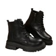 thumbnail image 4 of Willtoo Women’s Platform Combat Boots, Lace Up Side Zipper Chunky Lug Sole Ankle Booties, Anti Slip Comfortable Leather Boots, Fashion Goth Short Boots for Fall Winter, 4 of 5