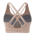 thumbnail image 4 of Wang6 Womens High Support Sports Bras Plus Size Seamless Wireless Yoga Tops Cross Bandage Running Gym Fitness Cropped Tank Tops X_Beige S, 4 of 5