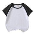 thumbnail image 2 of MIXUE Toddler Girls Tops & T-Shirts Baseball Color Block Crew Neck Short Sleeve Tops Daily-Wear,Black,2-3 Years, 2 of 4