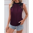 thumbnail image 4 of Women'S Lace Sleeveless Tops Pleated Summer Tank Tops 2025 Dressy Casual Sleeveless Shirts Blouse Wine Red M, 4 of 9