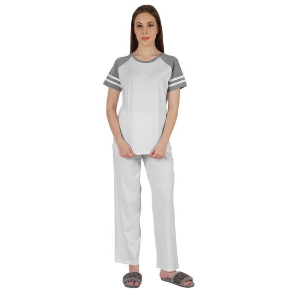 Inkmeso Solid Sleepwear Pajama Set For WoMen's Raglan Sleeve Nightwear Pj Loungewear Sets