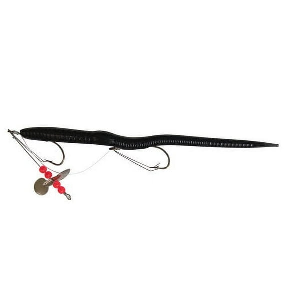Creme Pre-Rigged Weedless 6" Scoundrel Worm Lure, Black